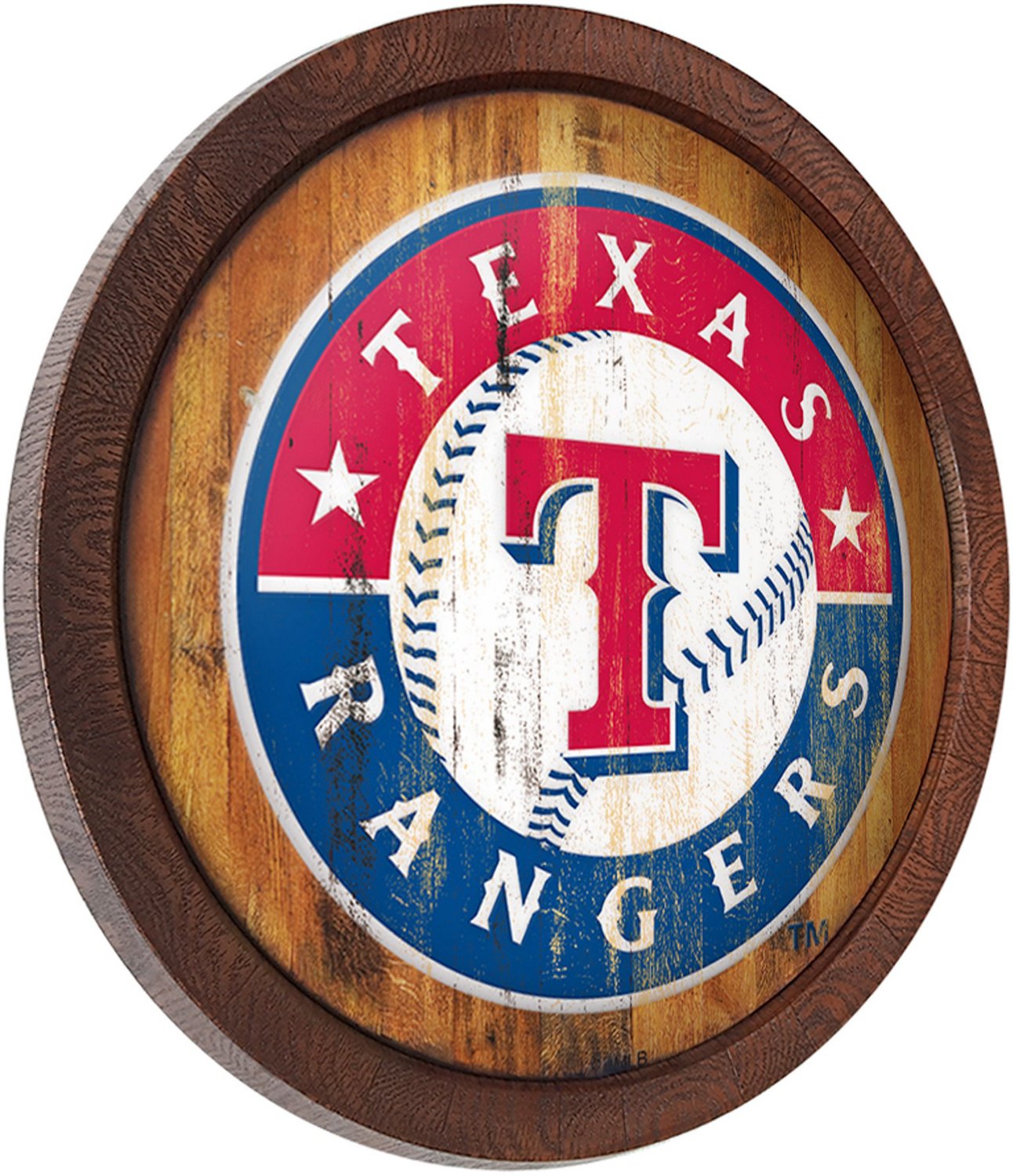 The Fan-Brand Texas Rangers Weathered Faux Barrel Top Sign - view number 2