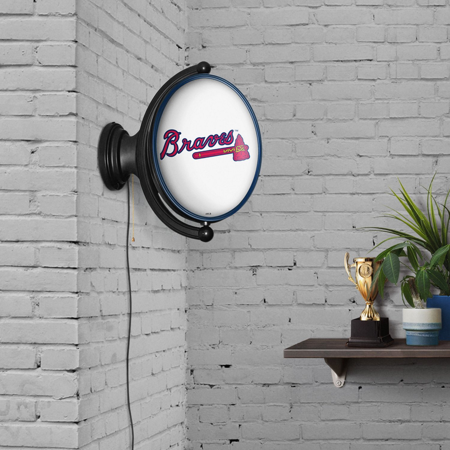 The Fan-Brand Atlanta Braves Original Oval Rotating Lighted Wall Sign - view number 4