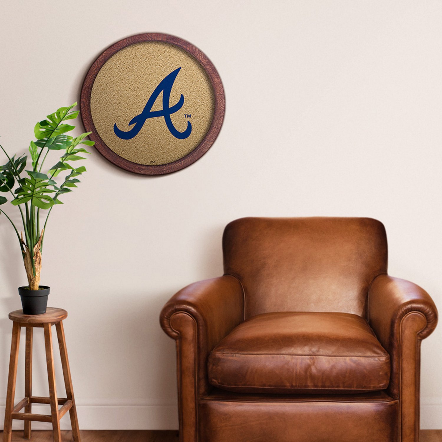 The Fan-Brand Atlanta Braves Faux Barrel Framed Cork Board - view number 5