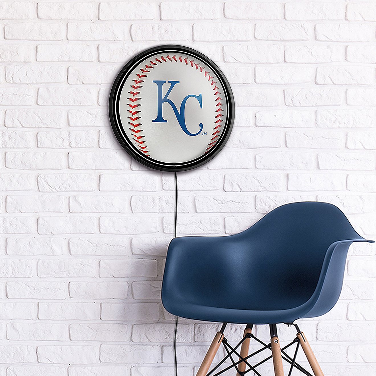 The Fan-Brand Kansas City Royals Baseball Round Slimline Lighted Wall Sign                                                       - view number 5