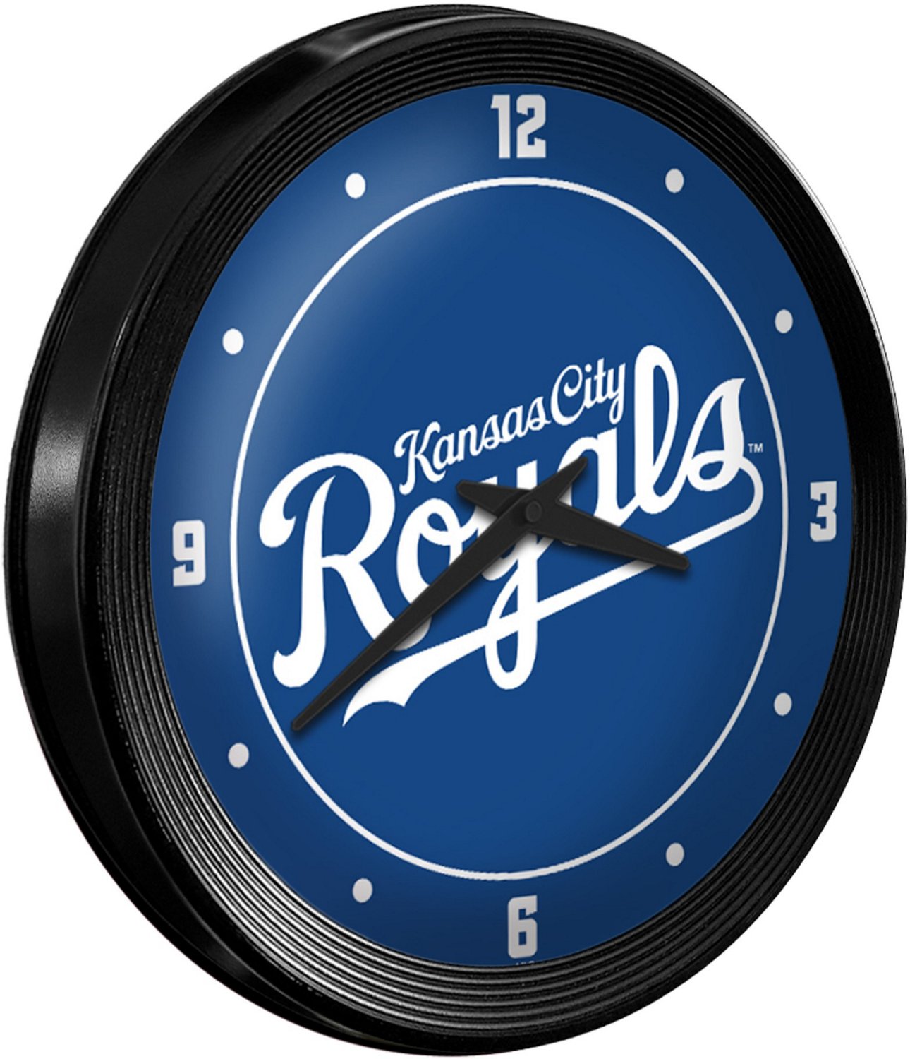 The Fan-Brand Kansas City Royals Wordmark Ribbed Frame Wall Clock - view number 2