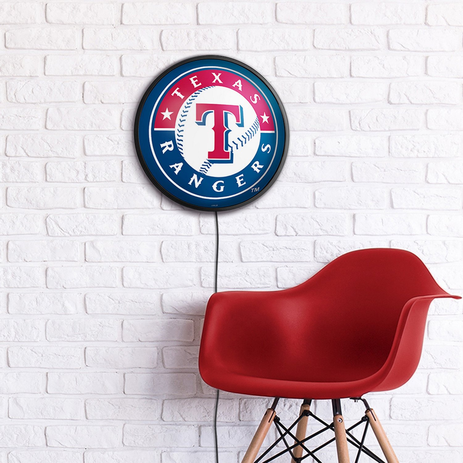 The Fan-Brand Texas Rangers Round Slimline Lighted Wall Sign - view number 5