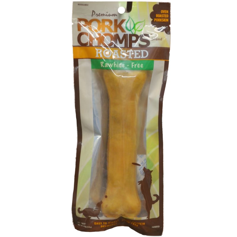 Pork Chomps Roasted Pressed Pork Skin Dog Bone, 7", 99.9% Digestible Chew