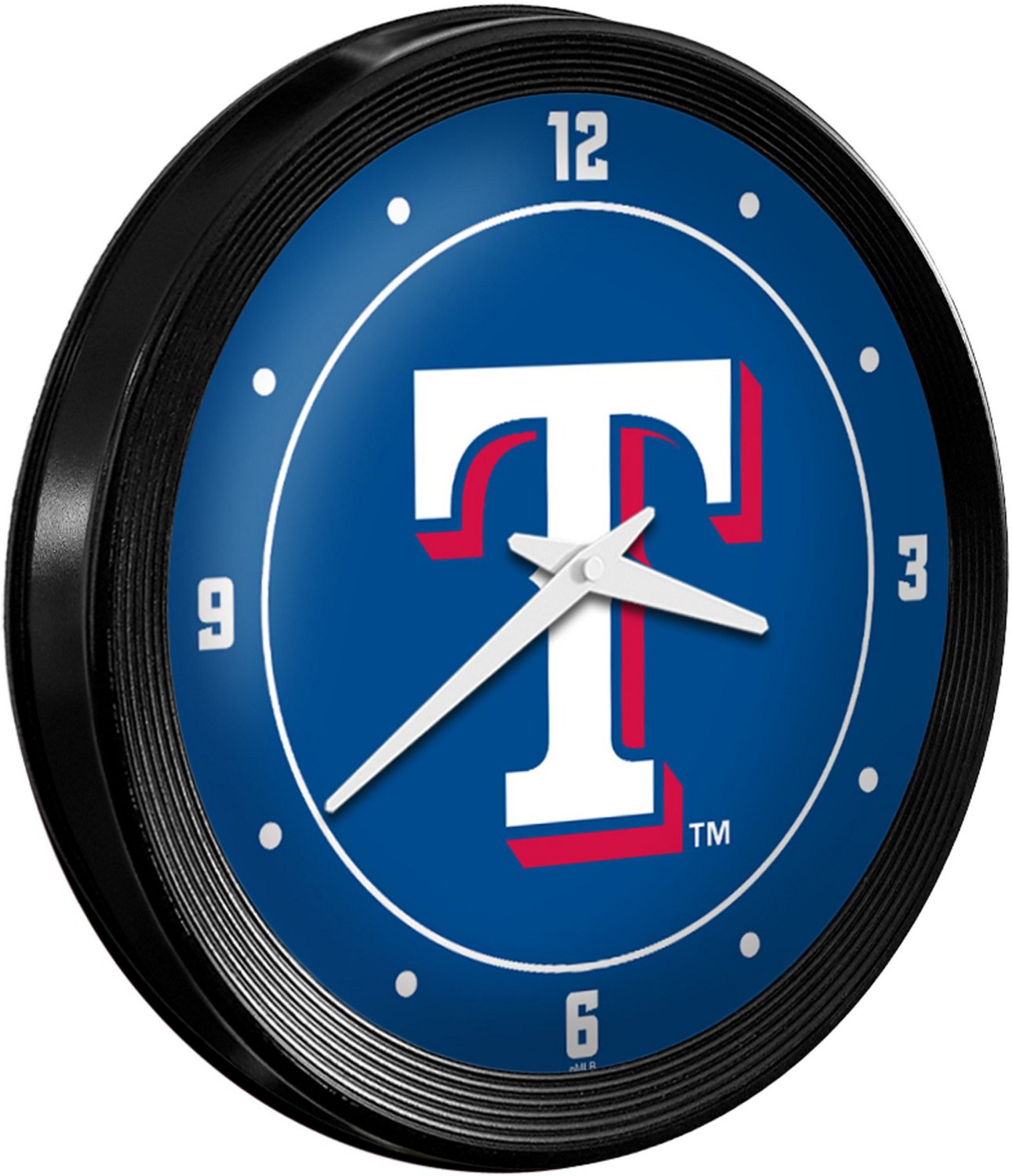 The Fan-Brand Texas Rangers Logo Ribbed Frame Wall Clock                                                                         - view number 2