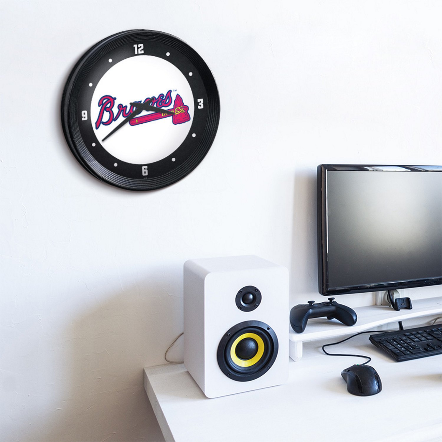 The Fan-Brand Atlanta Braves Ribbed Frame Wall Clock - view number 5