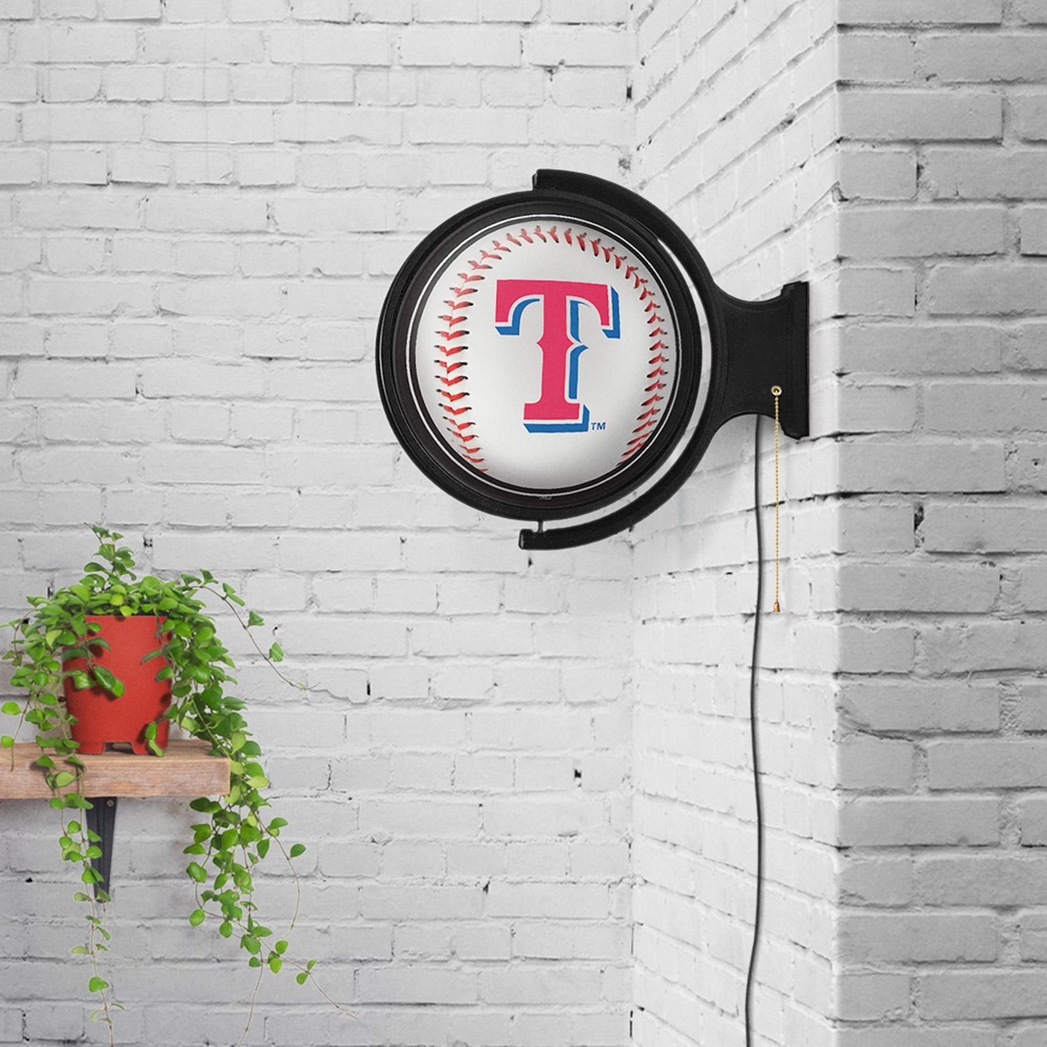 The Fan-Brand Texas Rangers Baseball Original Rotating Lighted Wall Sign - view number 4