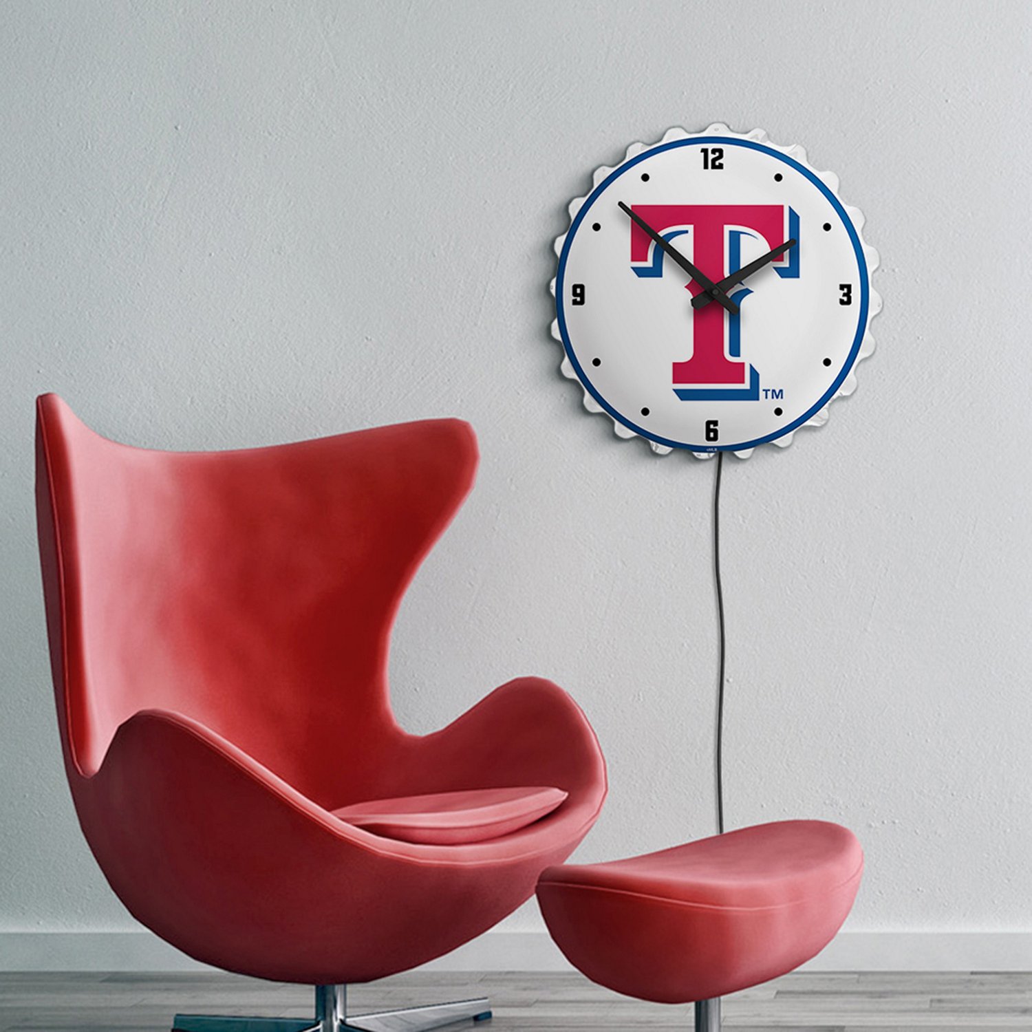 The Fan-Brand Texas Rangers Logo Bottle Cap Lighted Wall Clock - view number 5