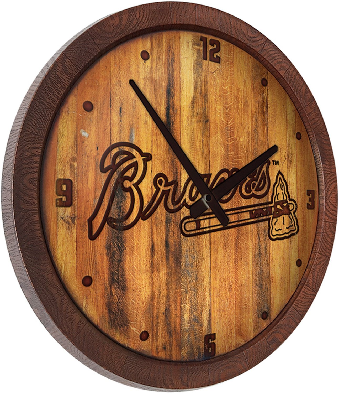 Atlanta Braves Round Wall Clock Chrome Finish Twelve Inch