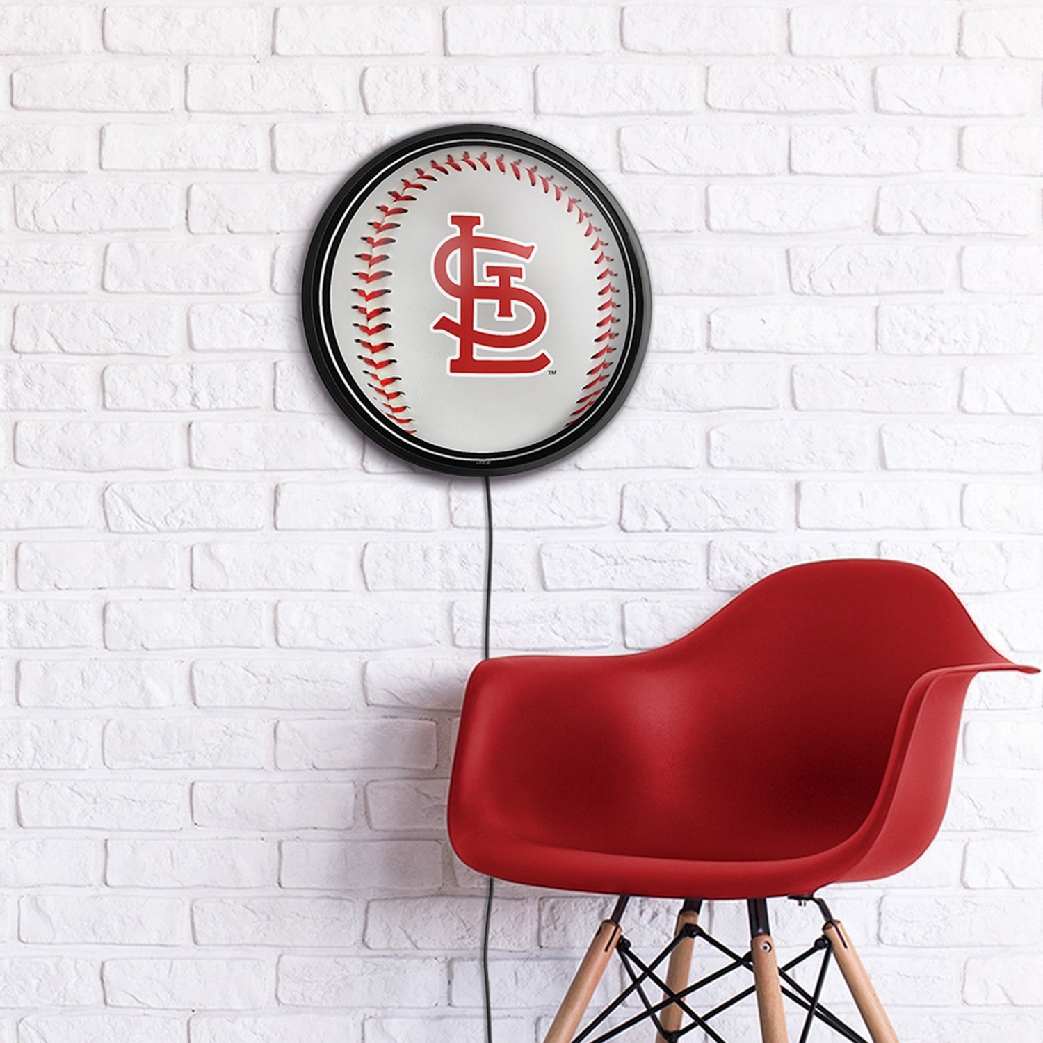 The Fan-Brand St. Louis Cardinals Baseball Round Slimline Lighted Wall Sign - view number 5