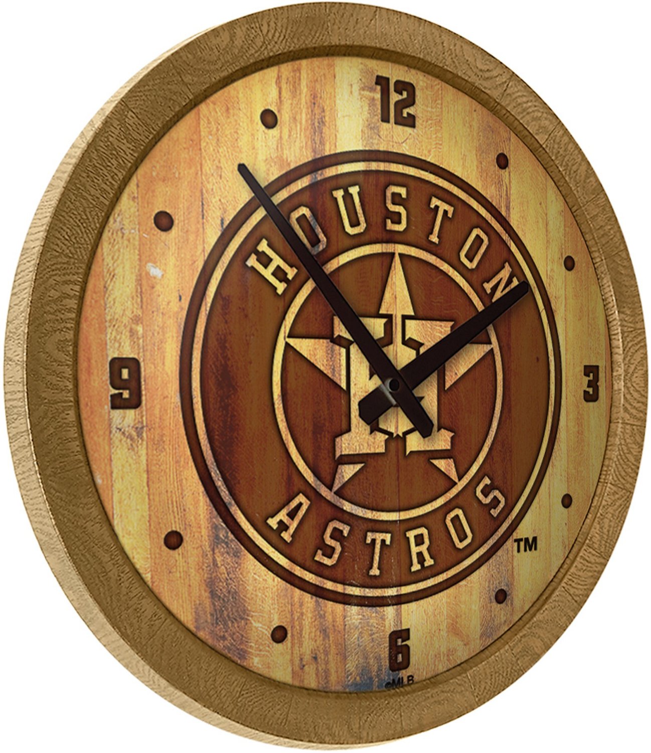 The Fan-Brand Houston Astros Ash Branded Faux Barrel Top Wall Clock - view number 2