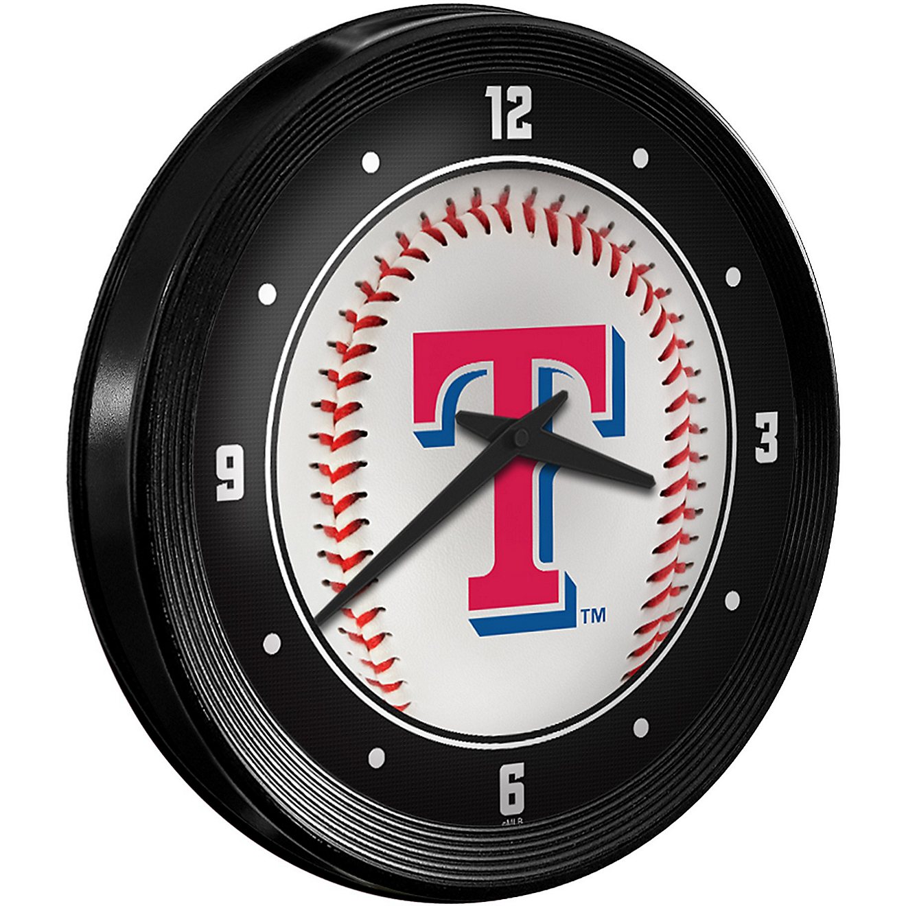 The Fan-Brand Texas Rangers Baseball Ribbed Frame Wall Clock                                                                     - view number 2