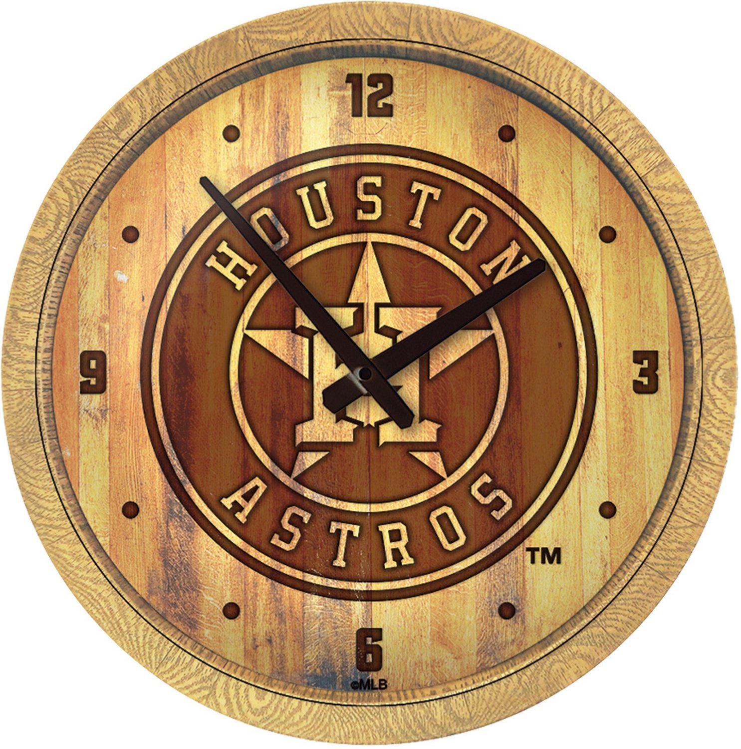 The Fan-Brand Houston Astros Ash Branded Faux Barrel Top Wall Clock