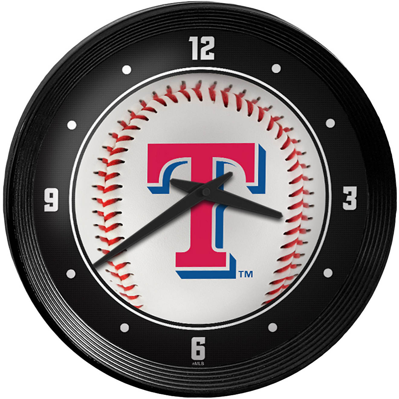 The Fan-Brand Texas Rangers Baseball Ribbed Frame Wall Clock                                                                     - view number 1