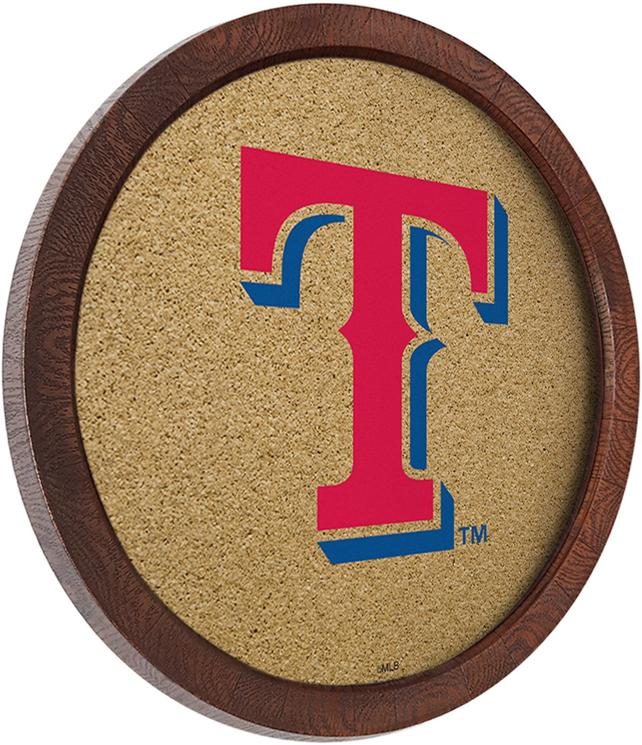 The Fan-Brand Texas Rangers Faux Barrel Framed Cork Board - view number 2