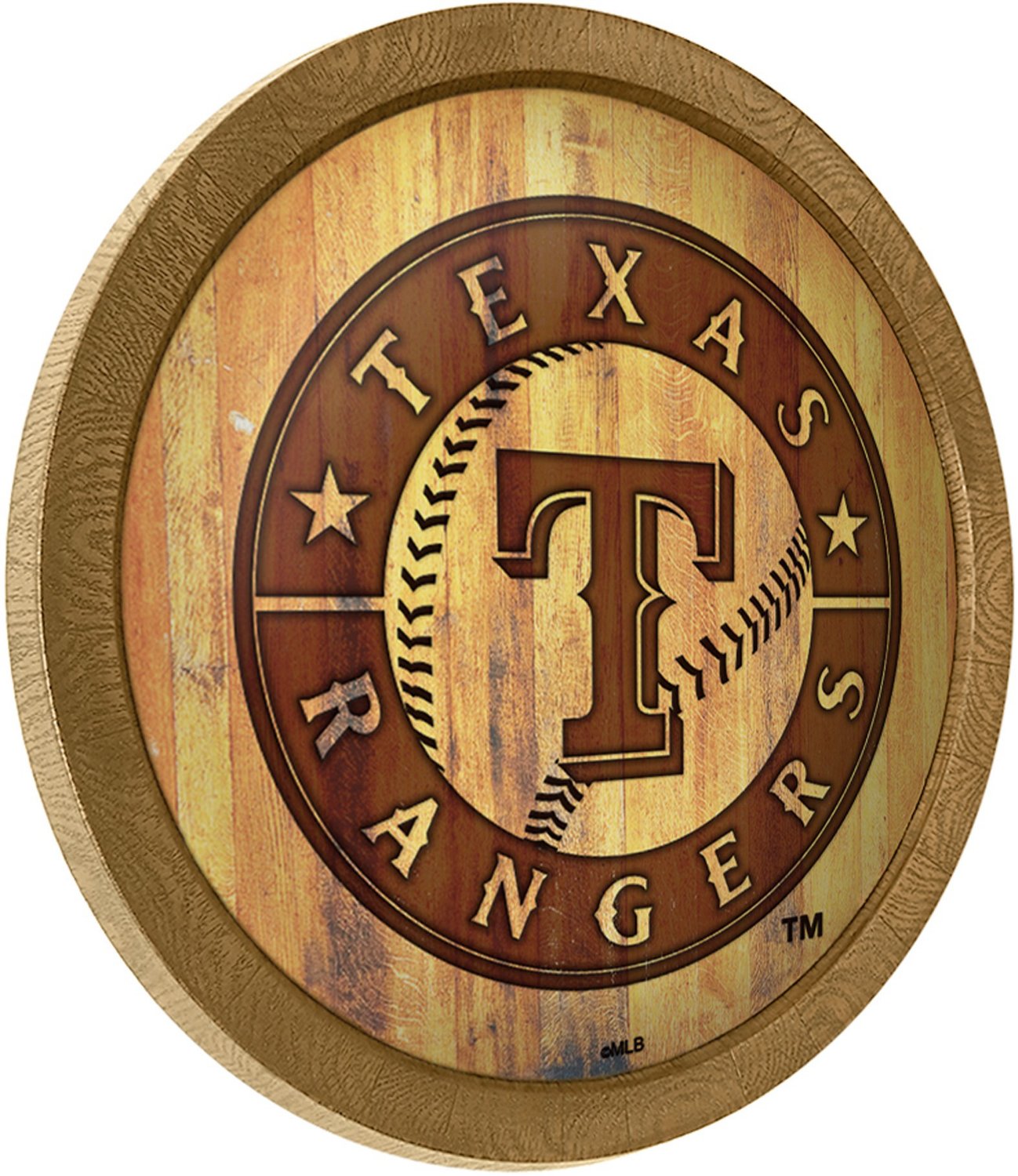 The Fan-Brand Texas Rangers Branded Faux Barrel Top Sign - view number 2