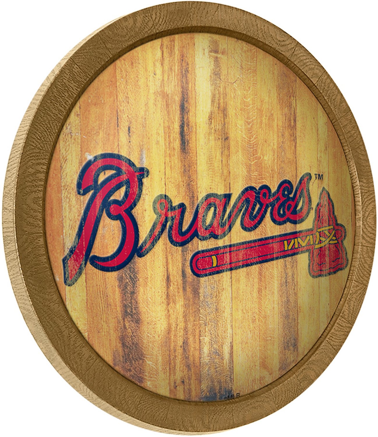 The Fan-Brand Atlanta Braves Weathered Faux Barrel Top Sign - view number 2