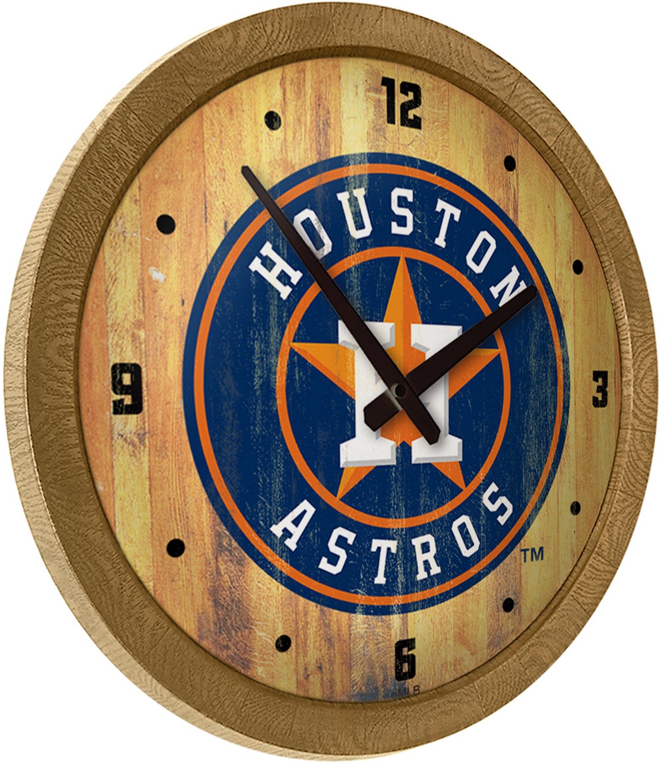 The Fan-Brand Houston Astros Weathered Faux Barrel Top Wall Clock - view number 2