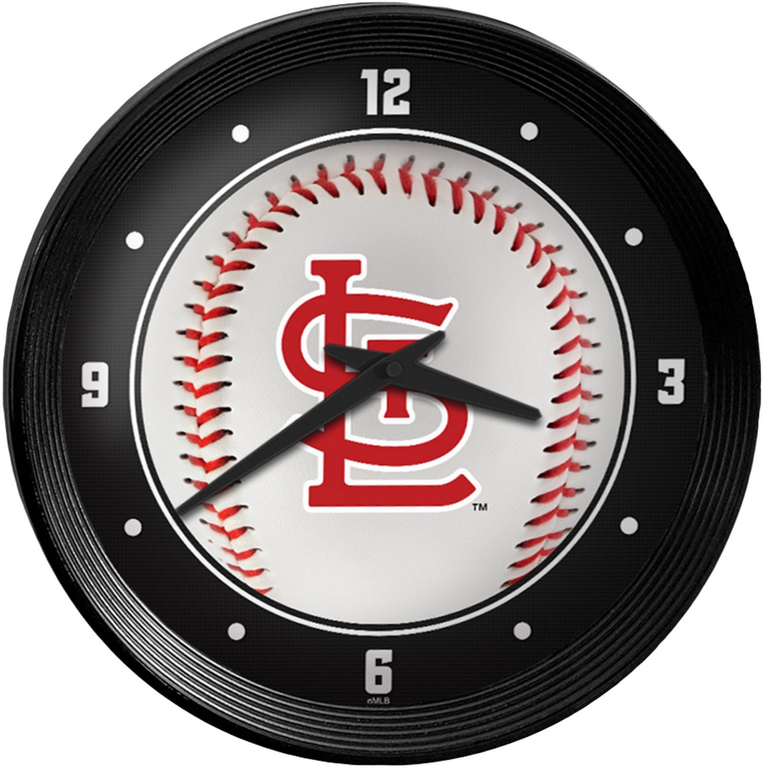 The Fan-Brand St. Louis Cardinals Baseball Ribbed Frame Wall Clock