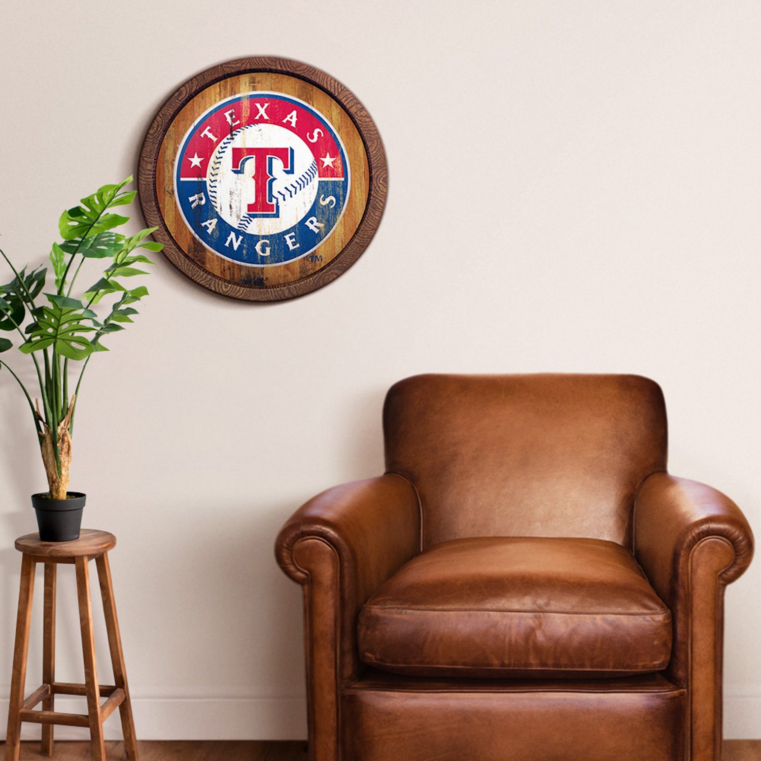 The Fan-Brand Texas Rangers Weathered Faux Barrel Top Sign - view number 5