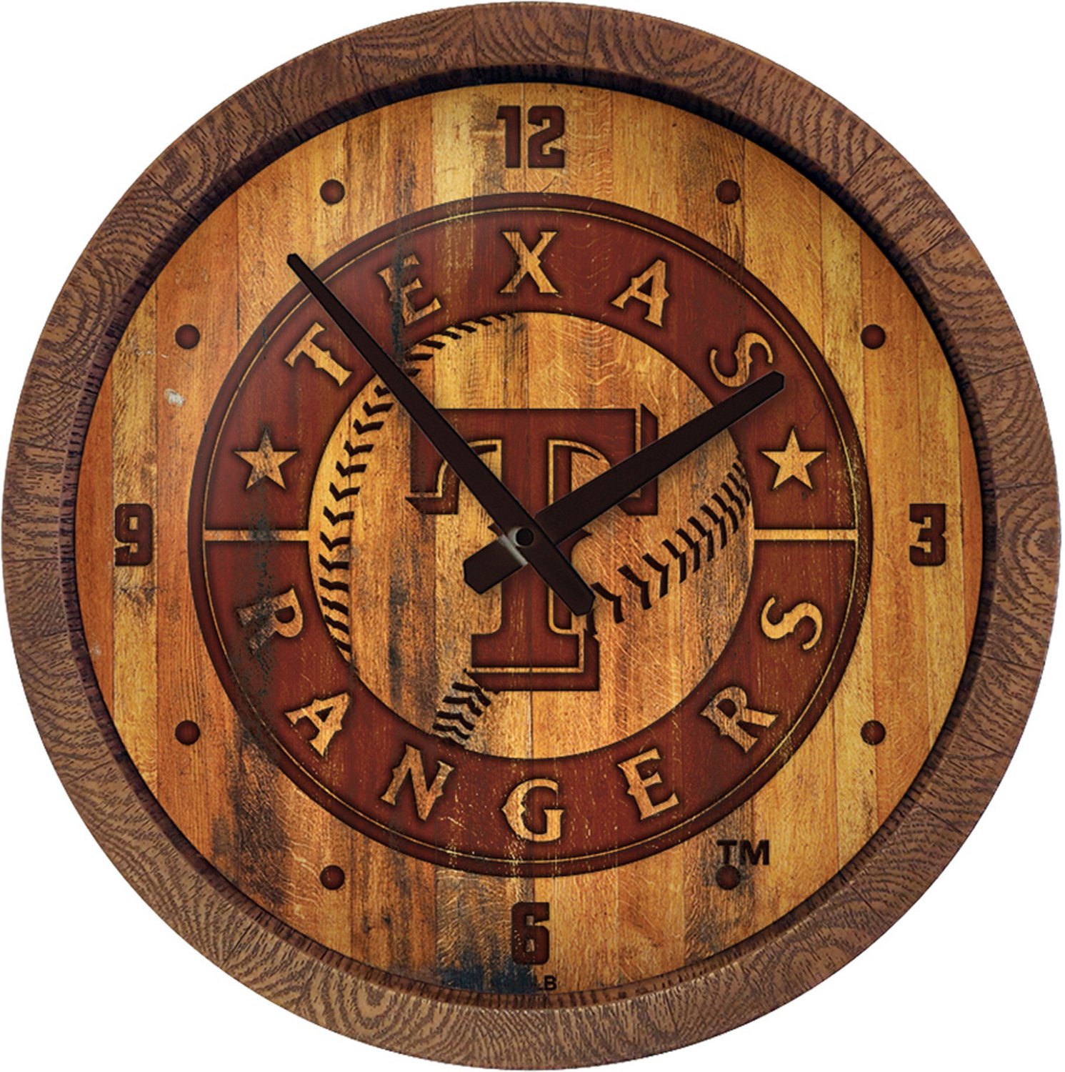 The Fan-Brand Texas Rangers Branded Faux Barrel Top Wall Clock