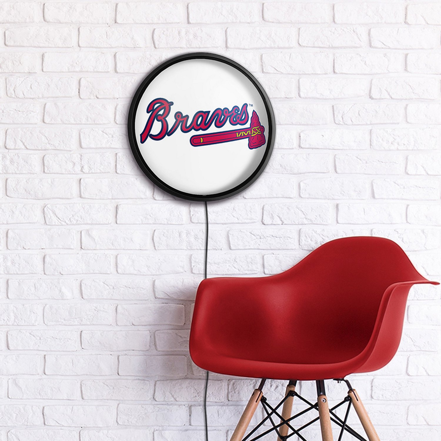 The Fan-Brand Atlanta Braves Logo Round Slimline Lighted Wall Sign - view number 5