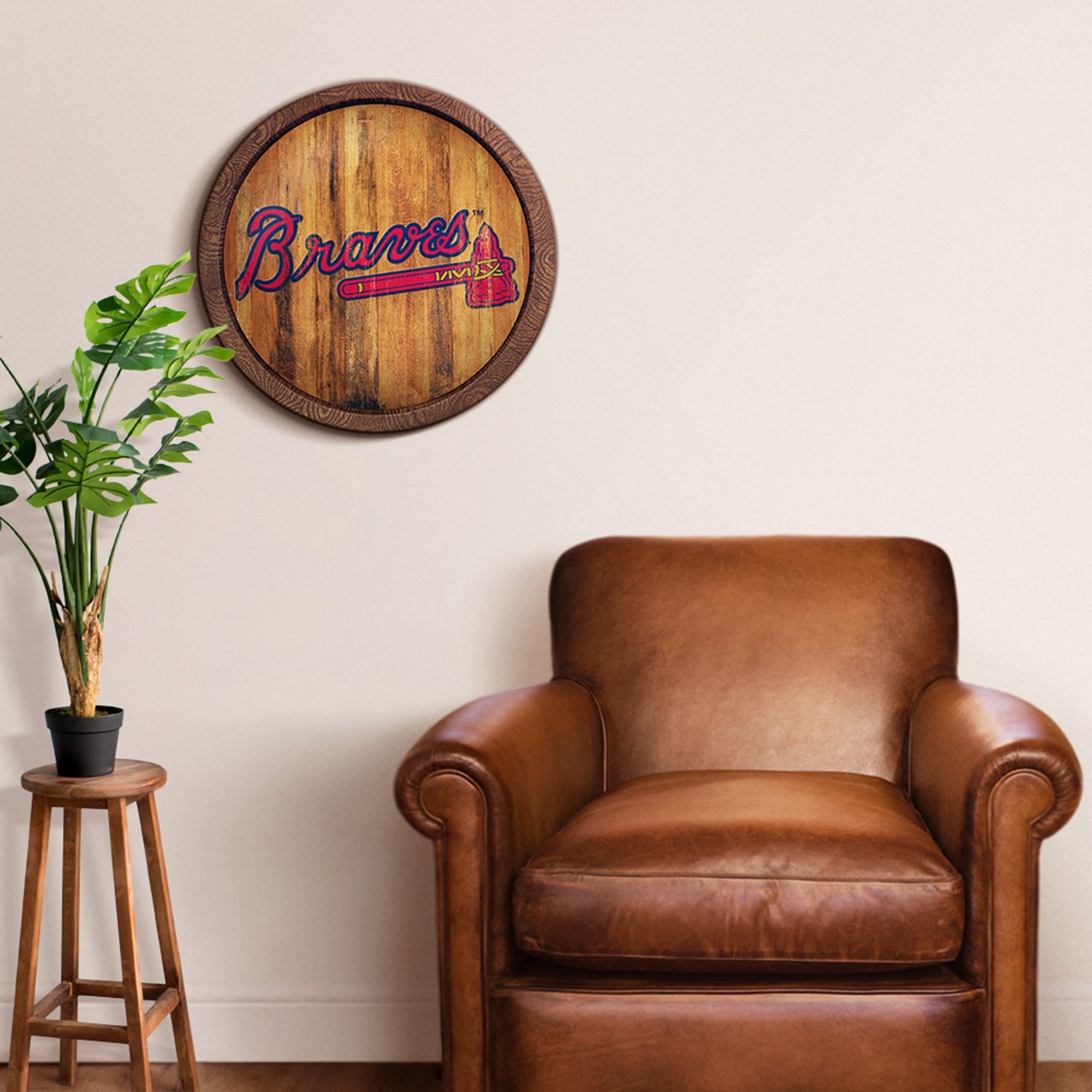 The Fan-Brand Atlanta Braves Weathered Faux Barrel Top Sign - view number 4