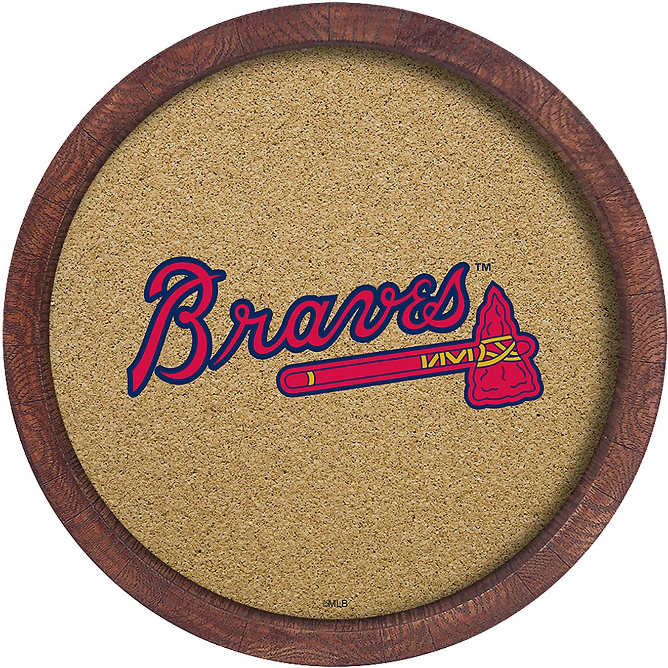 The Fan-Brand Atlanta Braves Faux Barrel Framed Cork Board                                                                       - view number 1