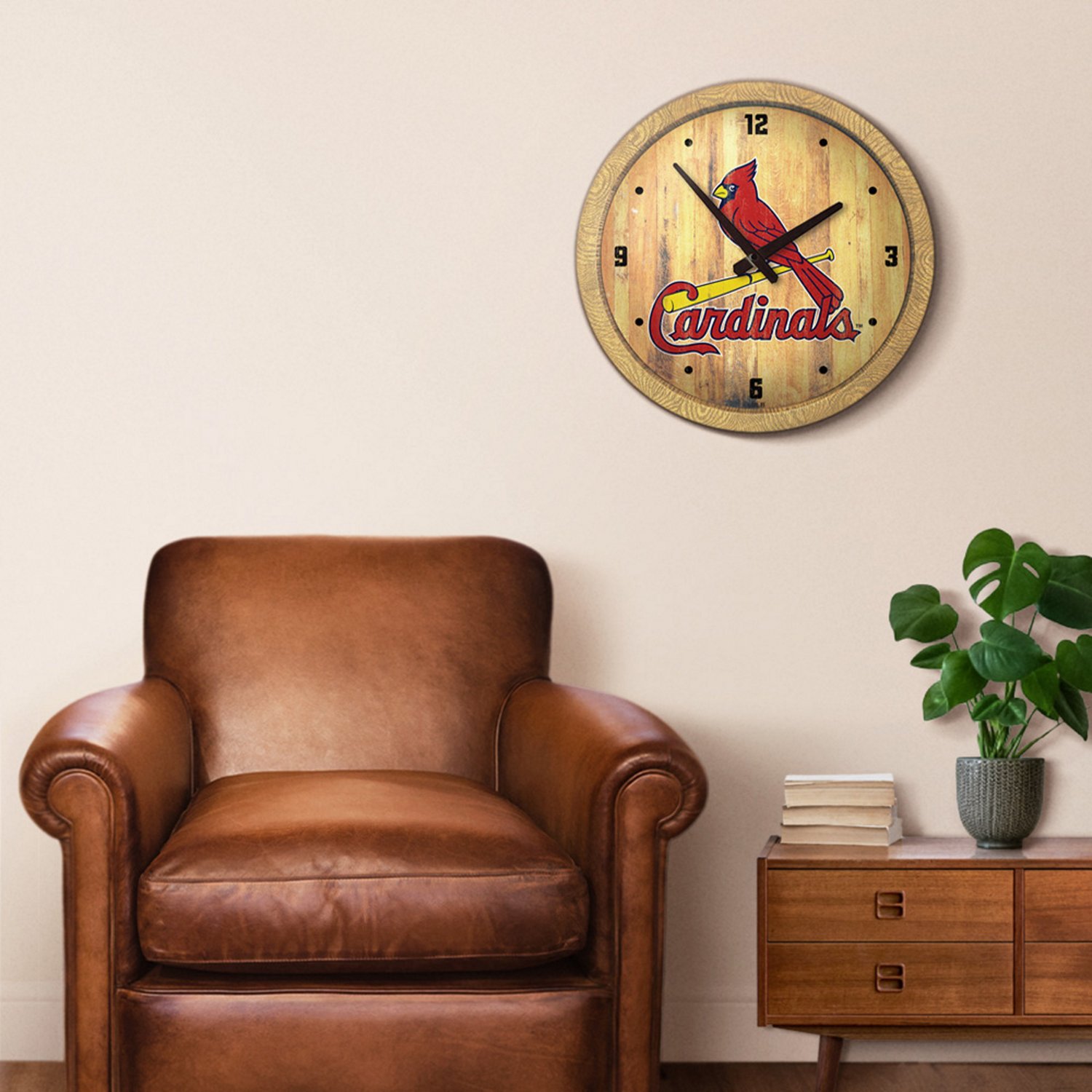 The Fan-Brand St. Louis Cardinals Faux Barrel Top Wall Clock - view number 5