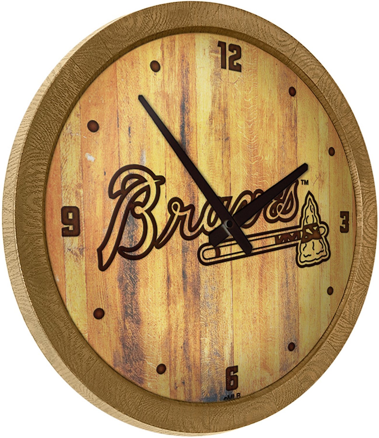 The Fan-Brand Atlanta Braves Ash Branded Faux Barrel Top Wall Clock                                                              - view number 2