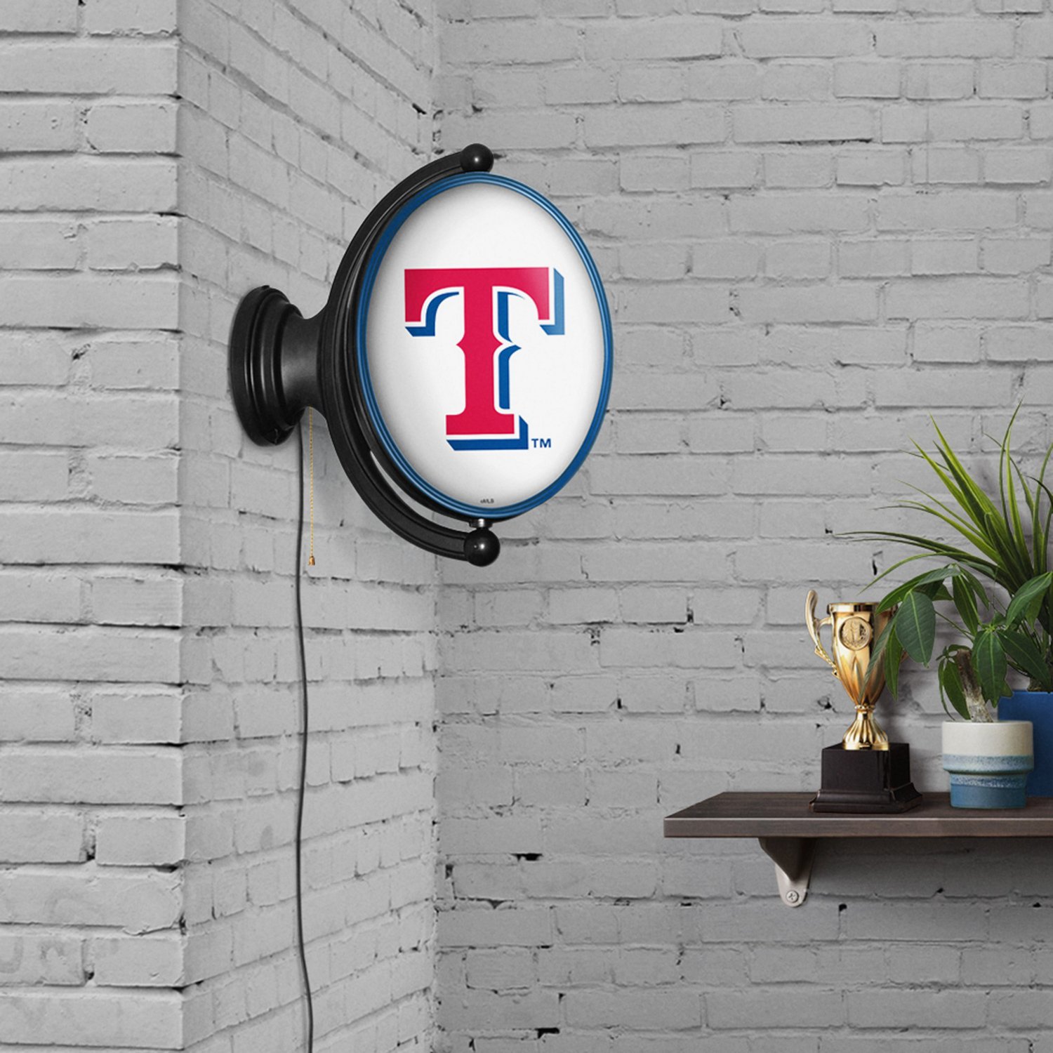 The Fan-Brand Texas Rangers Original Oval Rotating Lighted Wall Sign - view number 4