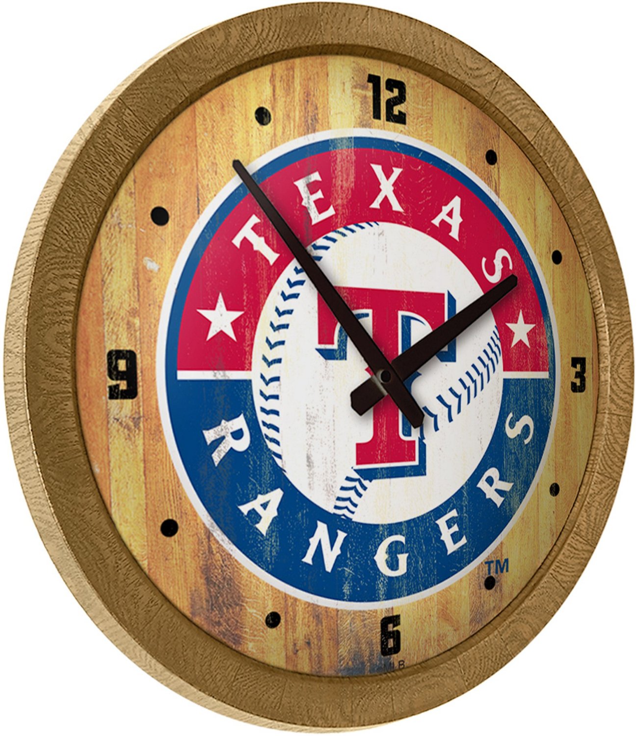 The Fan-Brand Texas Rangers Faux Barrel Top Wall Clock - view number 2