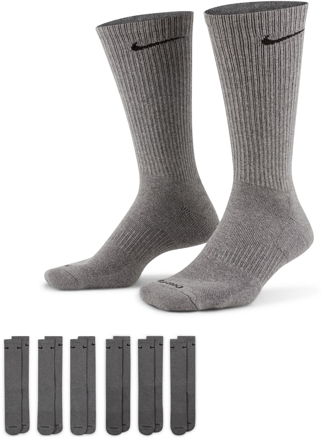 Nike Men's Everyday Plus Cushion Training Crew Socks 6 Pack                                                                      - view number 1 selected