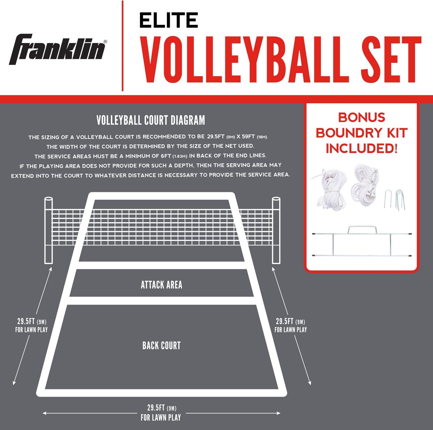Franklin Elite Volleyball Net Set Academy