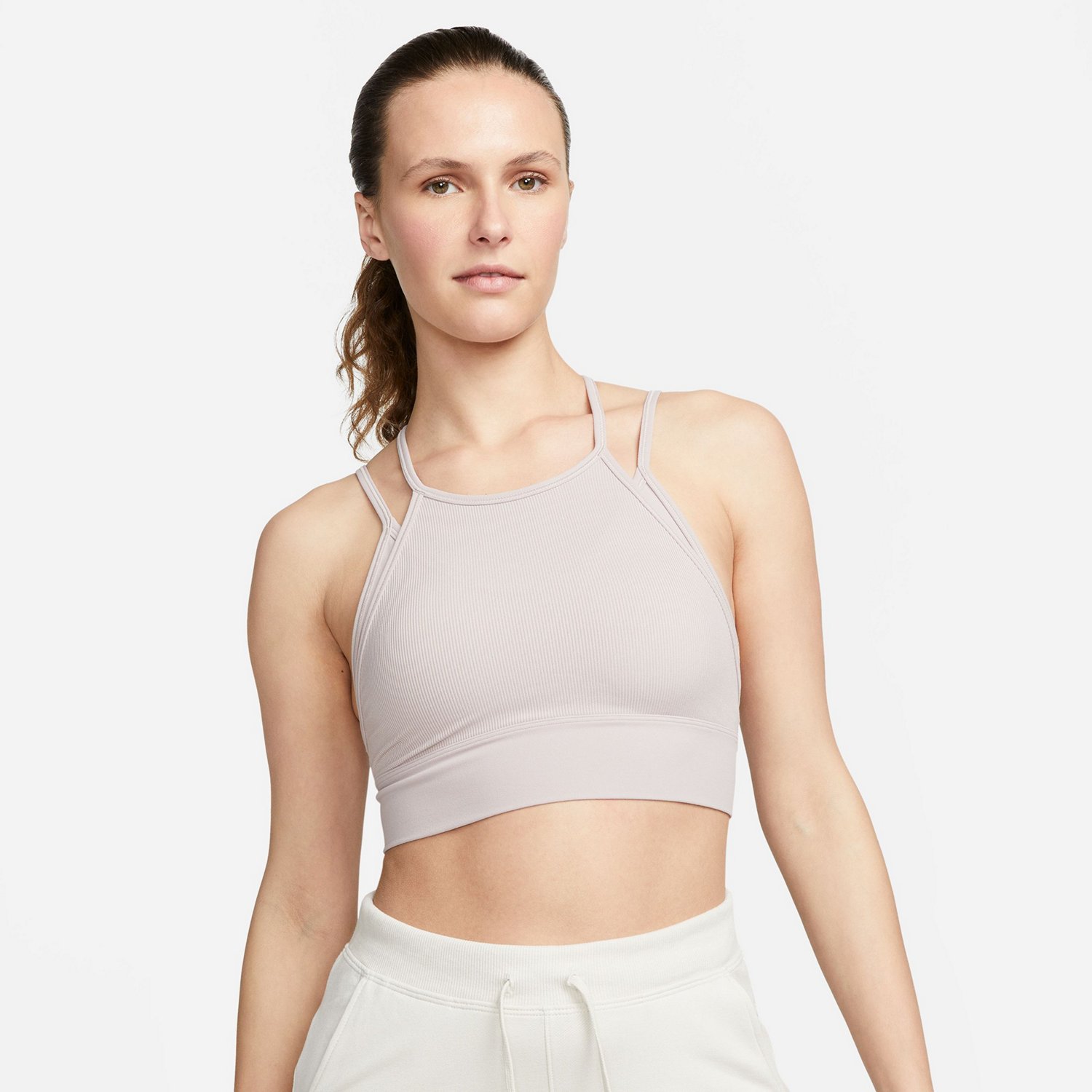 Nike Indy Strappy Light-Support Padded Ribbed Longline Sports Bra  'Black/White' - FB2159-010