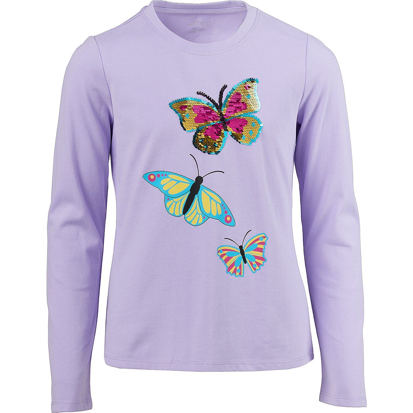 BCG Girls' Cotton Butterfly Graphic Long Sleeve T-shirt                                                                          - view number 1