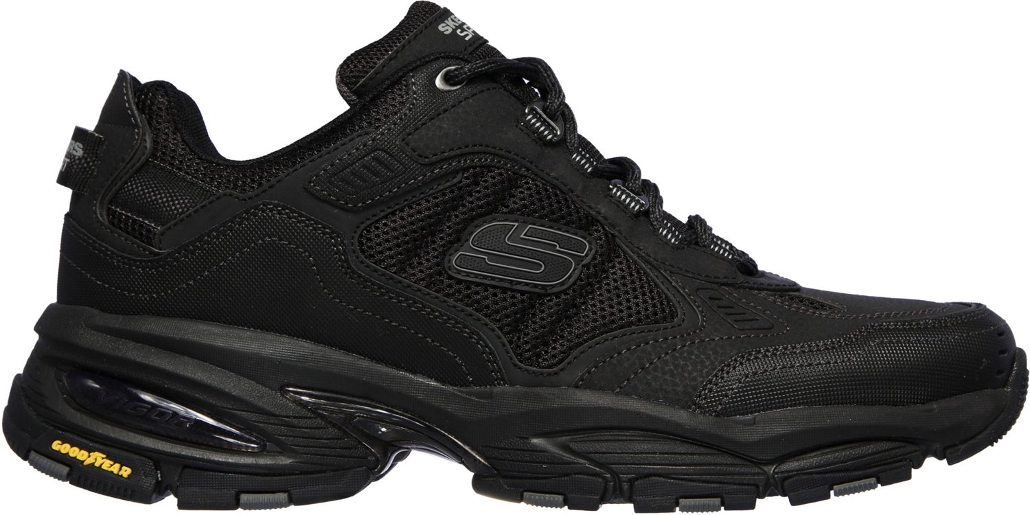 SKECHERS GOODYEAR MESH LACE-UP OUTDOOR SHOE W/AIR-COOLED MEMORY FOAM  LEATHER /TEXTILE 237104_BBK