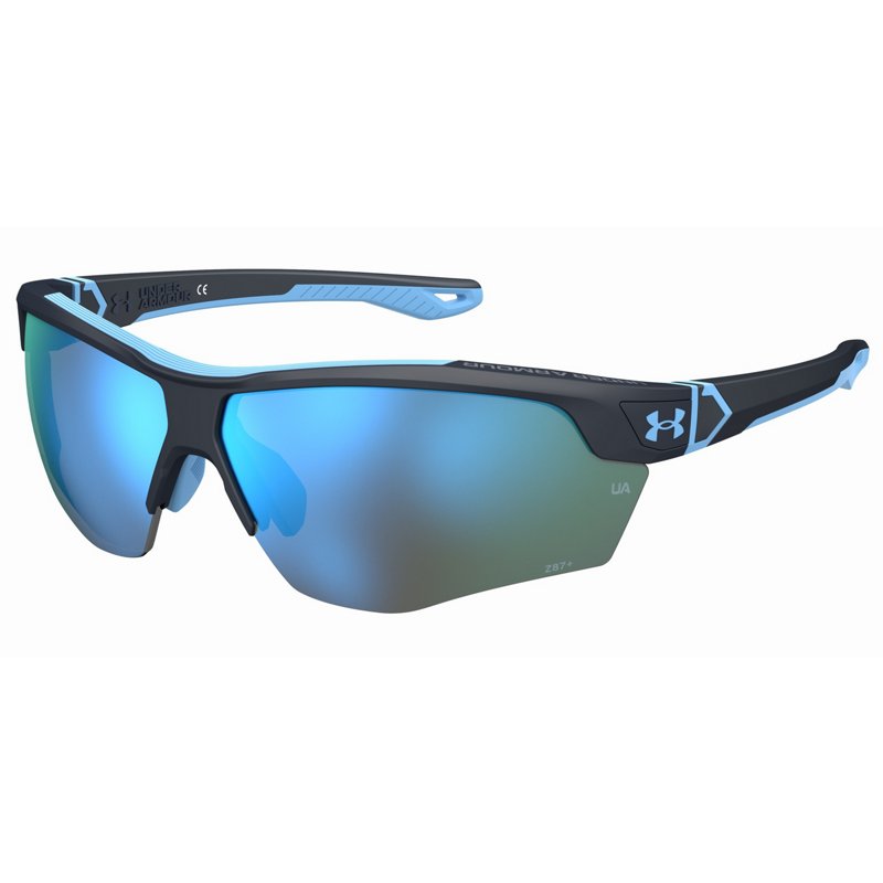 Photos - Wrist Watch Under Armour Adults' Yard Dual Matte Baseball Sunglasses Grey/Blue - Case Sunglasses at Academy Sports UAYARDDUAL 09V-W1 