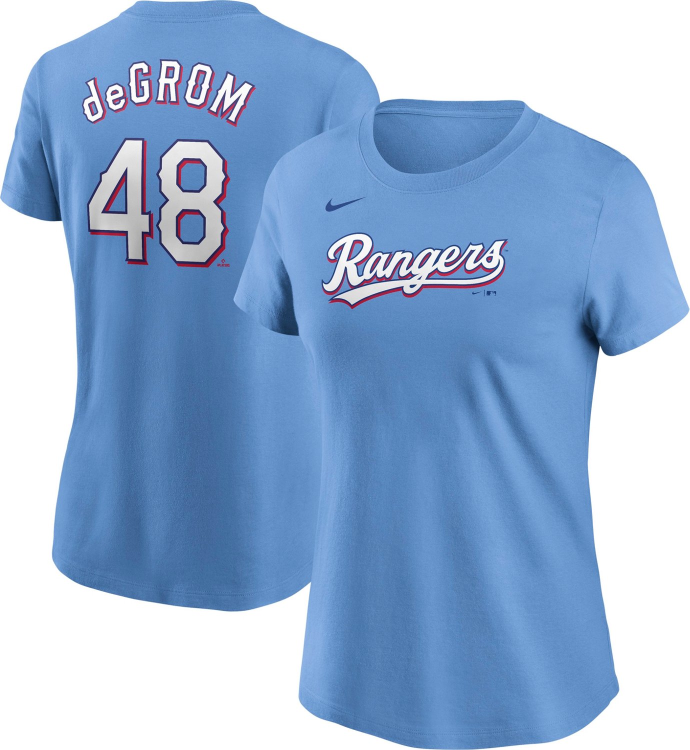 Nike Women's Texas Rangers deGrom Away Name and Number Graphic T-shirt