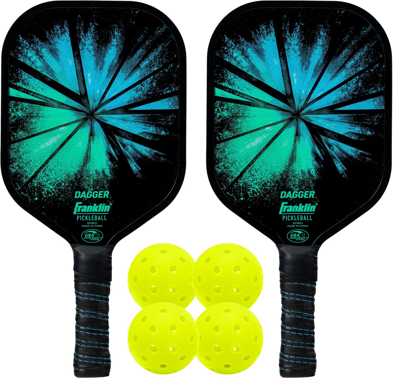 Franklin Dagger Polypropylene Pickleball Paddles and Pickleballs Set ...