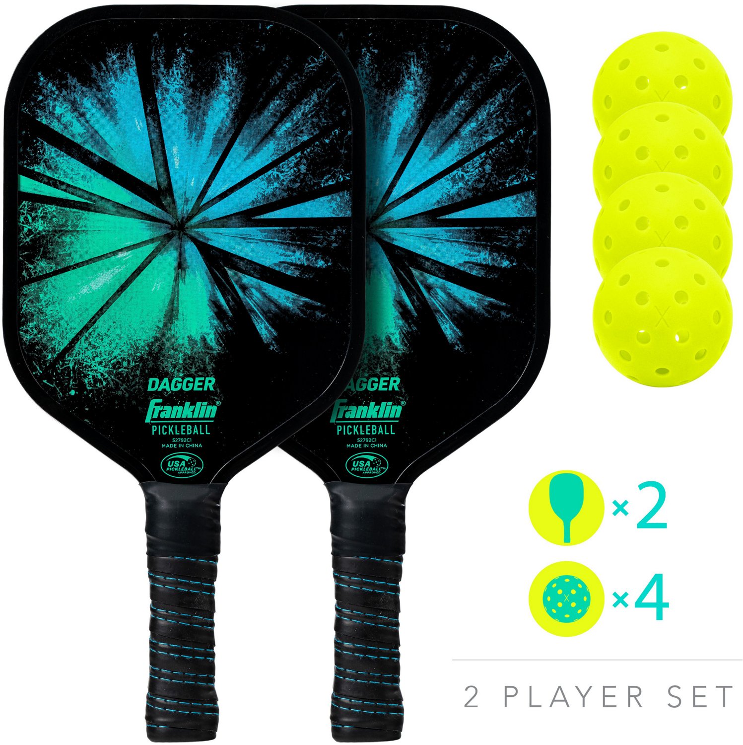 Franklin Dagger Polypropylene Pickleball Paddles and Pickleballs Set for 2 Players                                               - view number 6