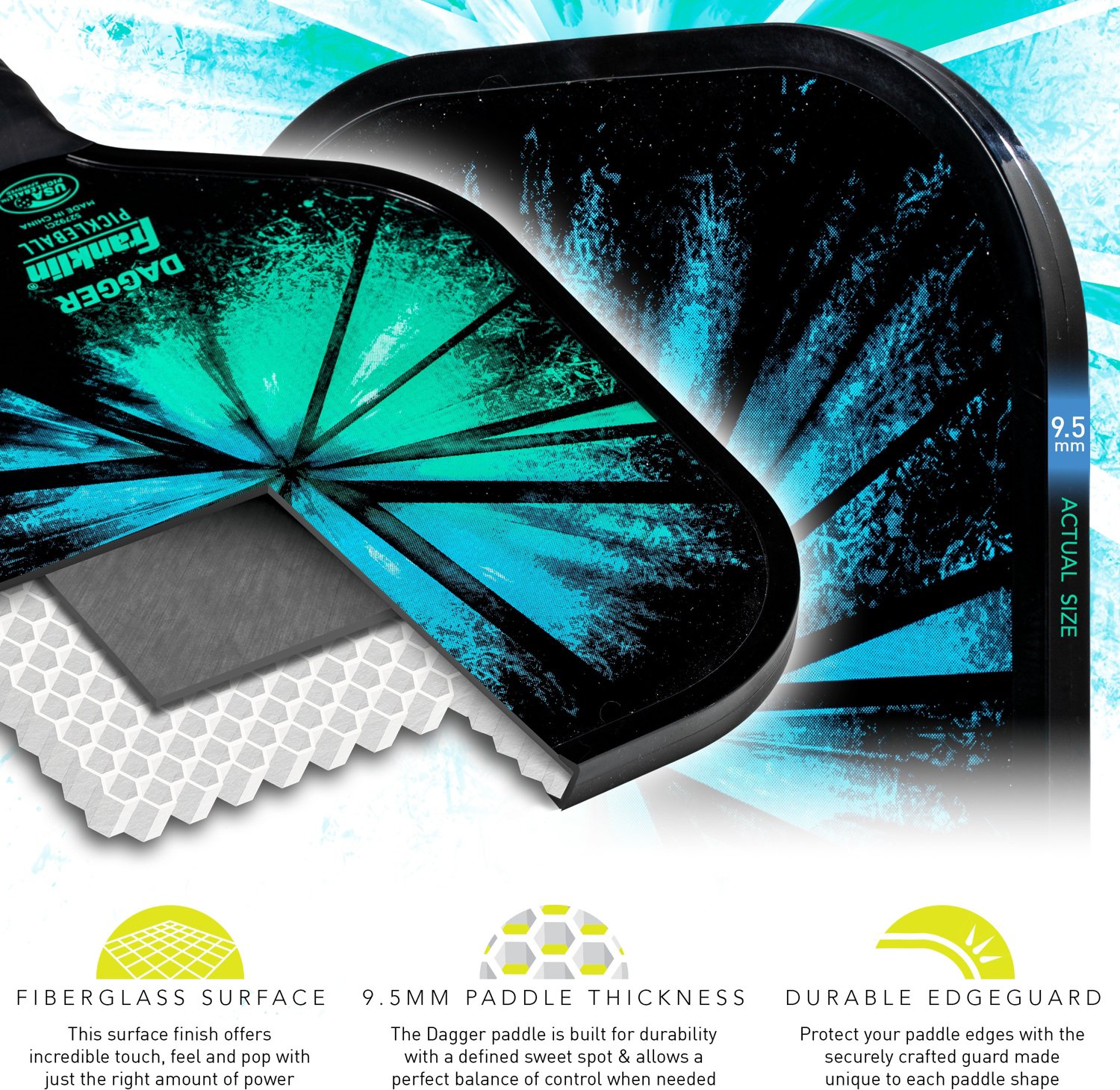 Franklin Dagger Polypropylene Pickleball Paddles and Pickleballs Set for 2 Players                                               - view number 7