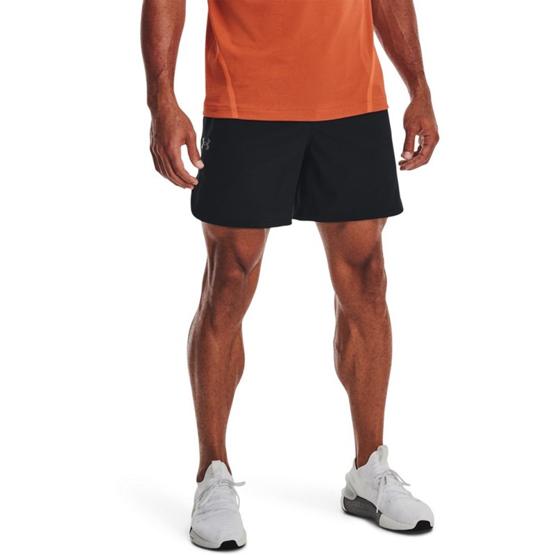 Under Armour Men's Peak Woven Shorts 6 in Black/Pitch Gray, Small - Men's Athletic Performance Bottoms at Academy Sports