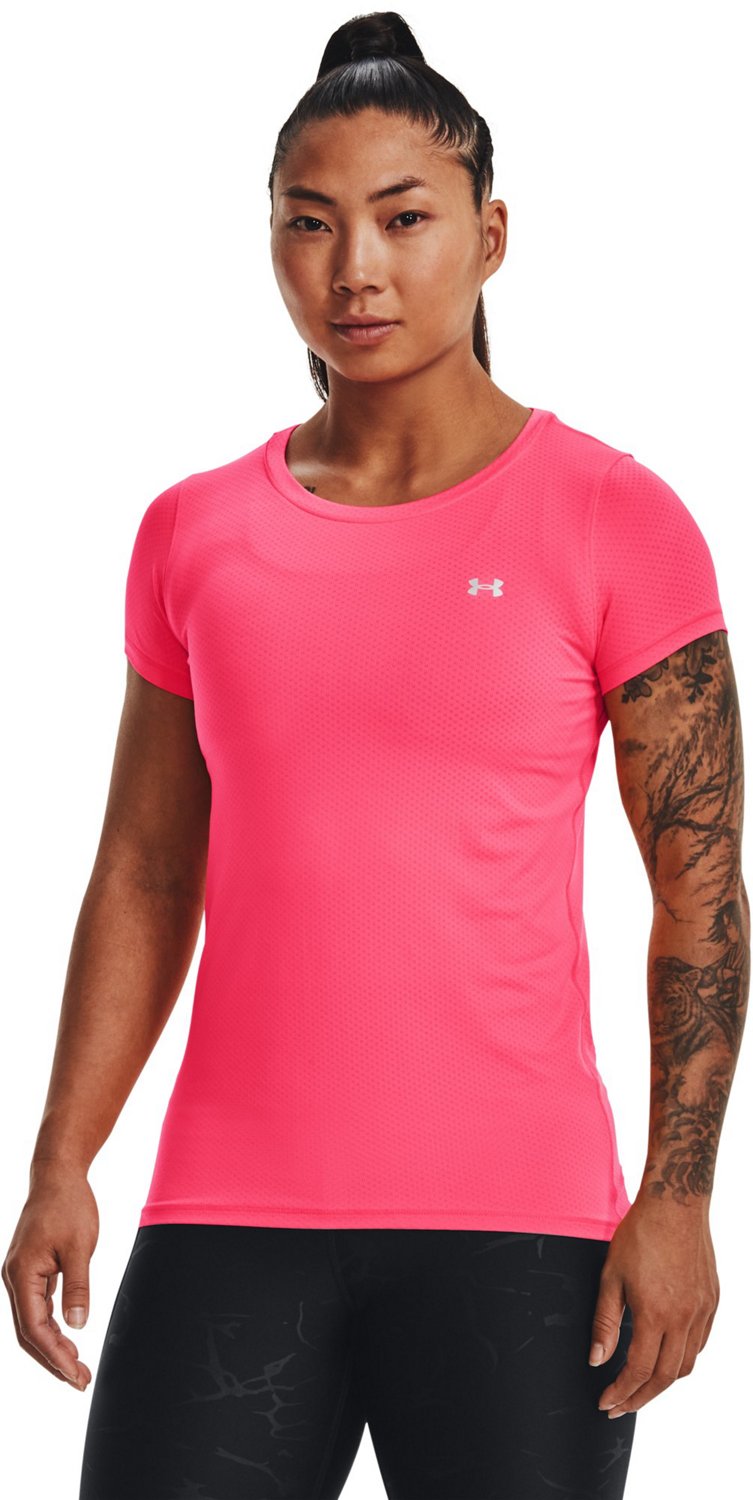 Under Armour Heat Gear T-Shirt Womens Small Loose Fluorescent Pink