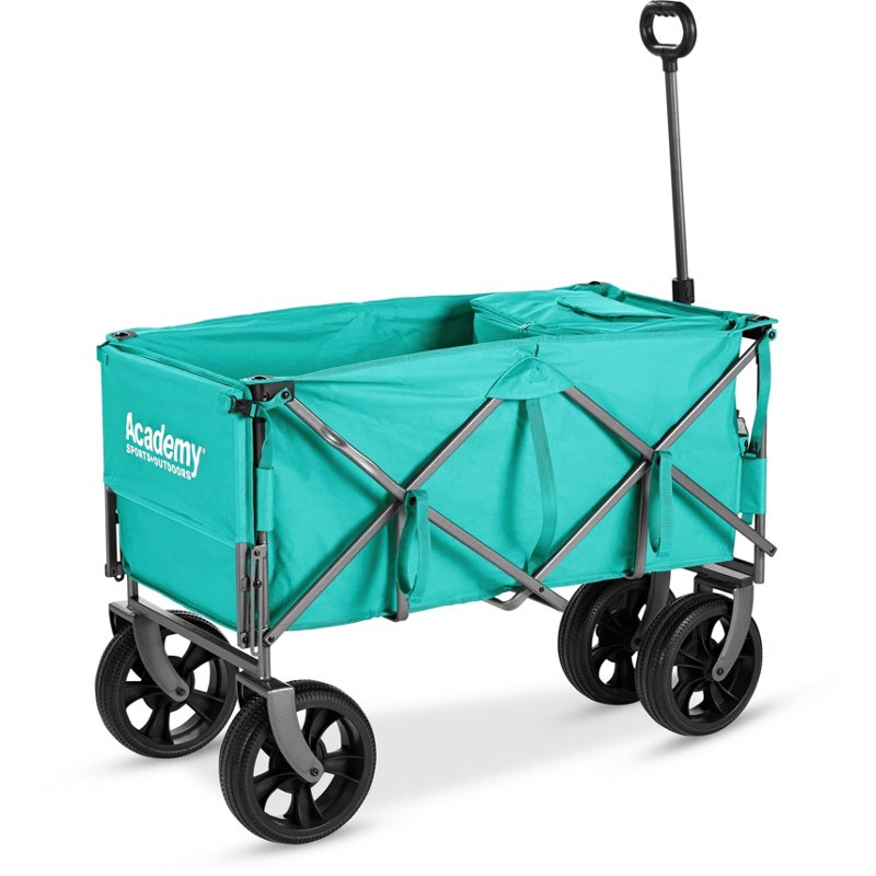 Academy Sports + Outdoors XL Folding Wagon with Tailgate and Strap Turquoise/Aqua - Collapsible Furniture