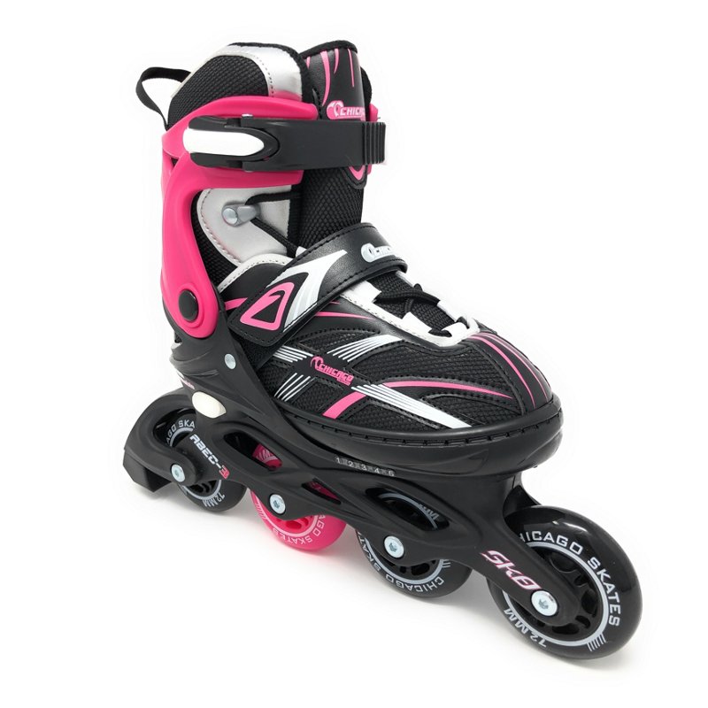 Photos - Roller Skates Chicago Skates Youth Adjustable Inline Skates Black/Bright Pink, Large - Y