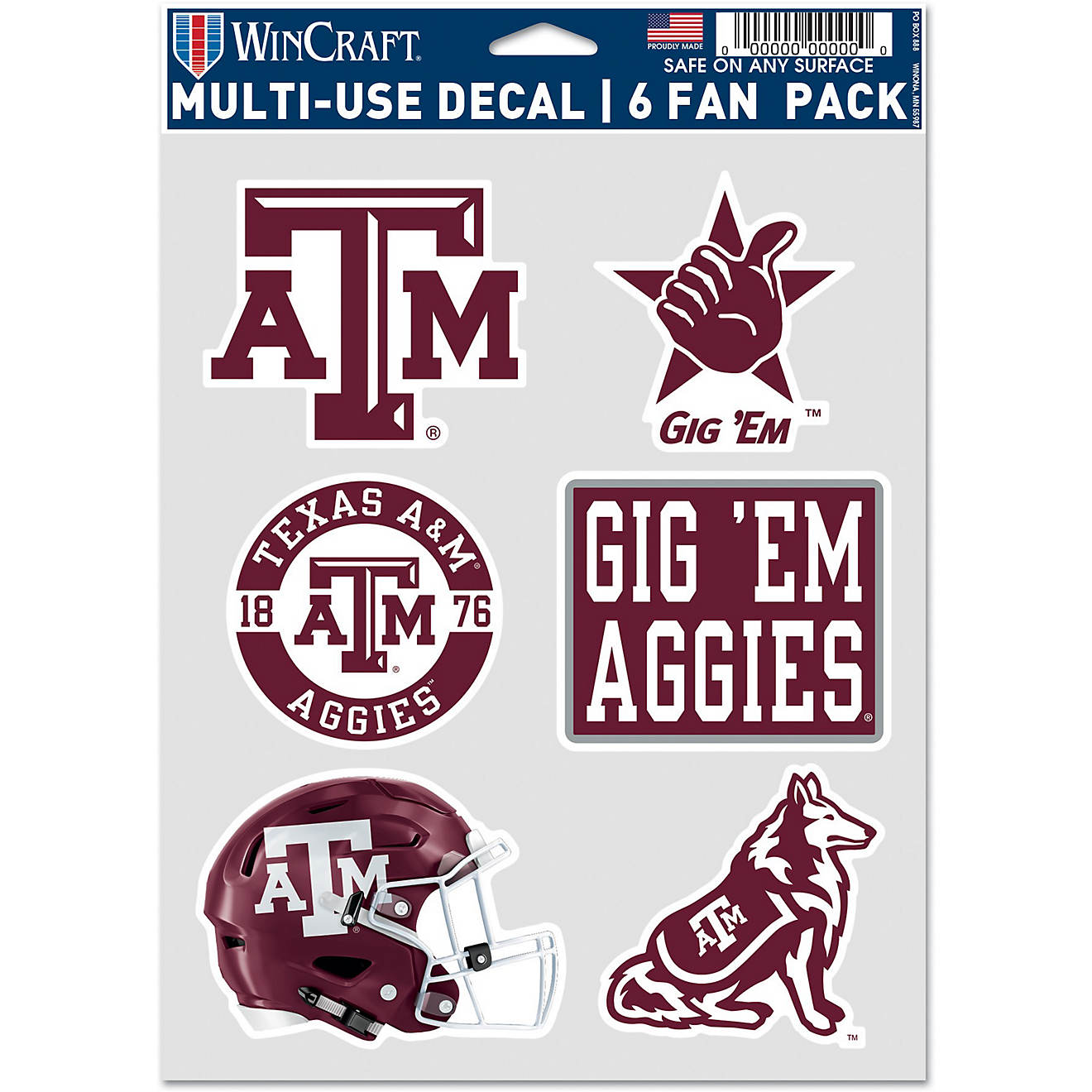 WinCraft Texas A&M University Multi Use Decals 6-Pack                                                                            - view number 1