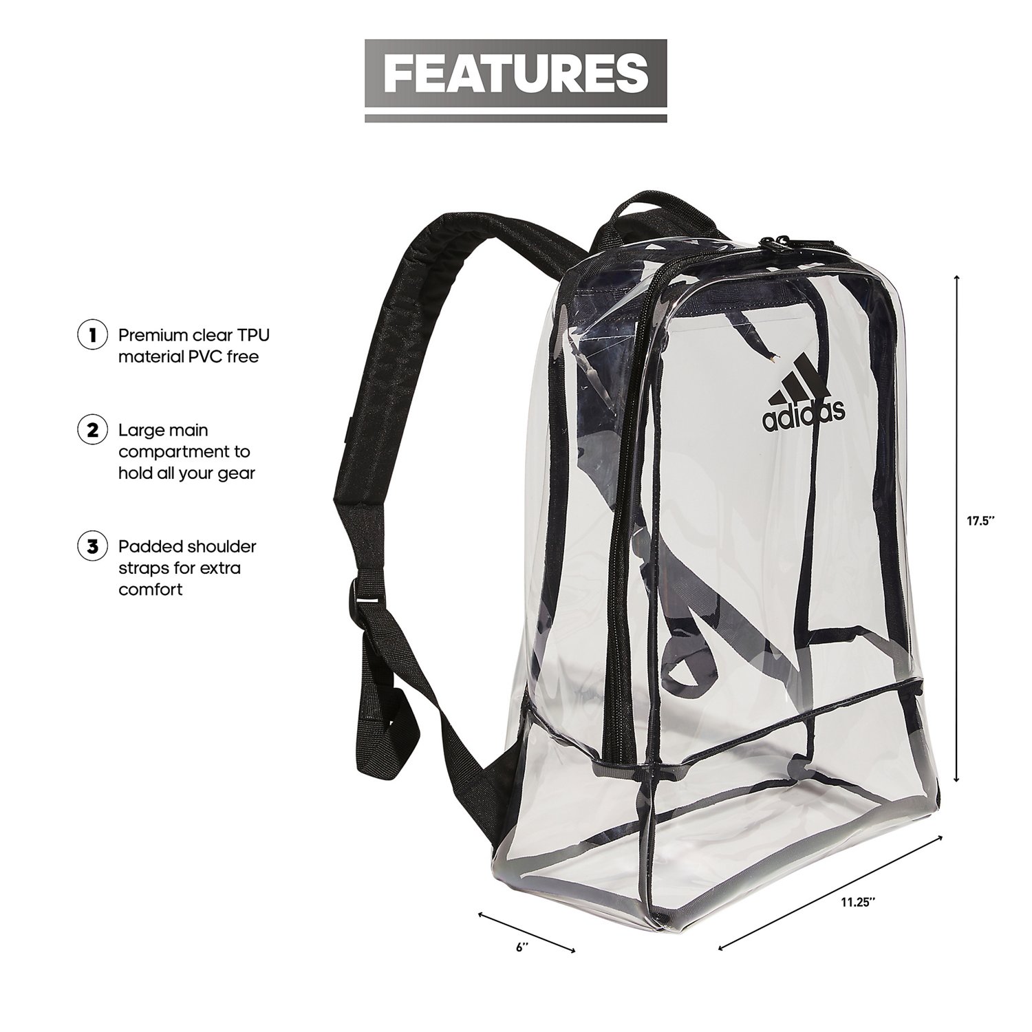 adidas Clear Backpack Free Shipping at Academy