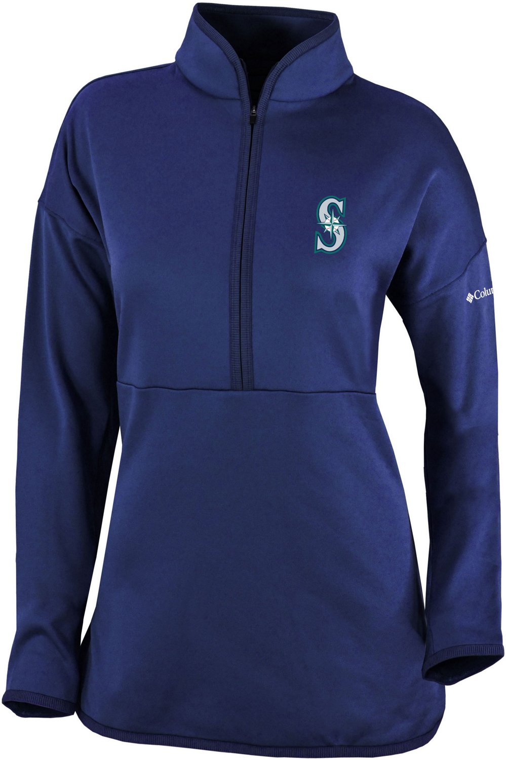 Seattle Mariners Columbia Pin High Omni-Wick Long Sleeve Polo - Navy