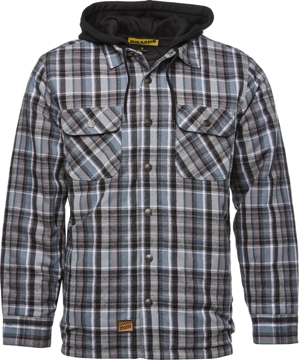 Stanley Men's Black, Gray & Red Plaid Hooded Shacket