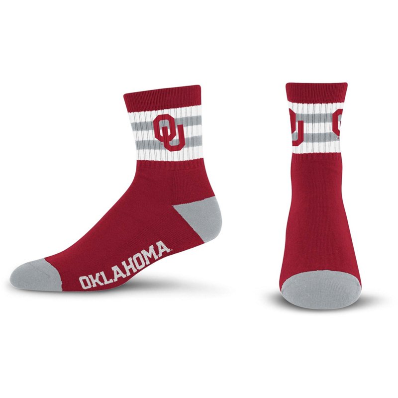 For Bare Feet University of Oklahoma 5-Stripe Logo Socks Red, Large - NCAA Novelty at Academy Sports